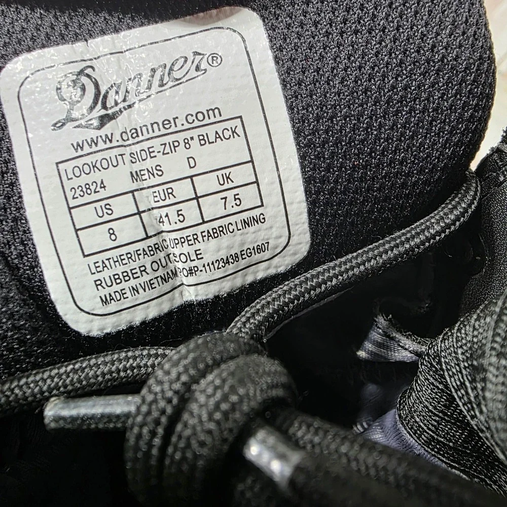 Danner Lookout Side-Zip 8 Black Tactical Boots 23824 Mens 8 D Waterproof DCS
